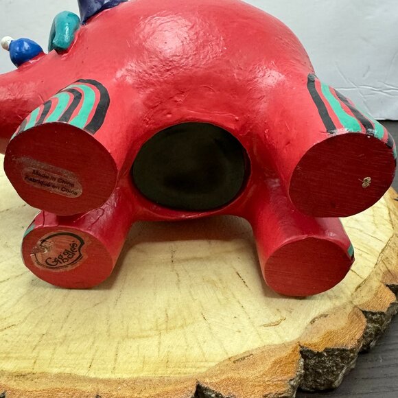 Fun Coin Bank by Giggles Pig Boar Bull Wood Red - Picture 6 of 8